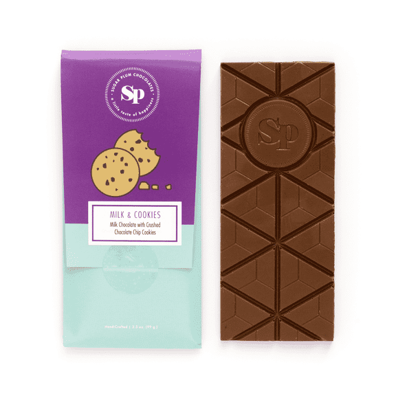 Sugar Plum Milk & Cookies Chocolate Bars, 5 Count – Gourmet Milk Chocolate with Cookie Pieces