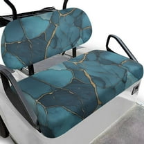Psesaysky 2PCS Golf Cart Seat Covers, Blue Marble Print Breathable Front and Rear Seat Cushion Cover Fits for Ezgo Club Car Golf Cart Original Regular Seats, No Stapler