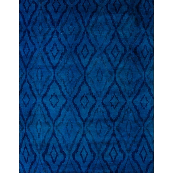 Ahgly Company Machine Washable Indoor Rectangle Abstract Cobalt Blue Area Rugs, 2' x 4'