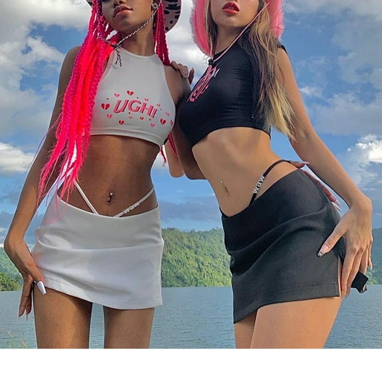 2022 E Girl Women Mini Skirt With Thong Panties Summer Gothic Harajuku High Waist Skirt Mini Skirt with Thong Panties Streetwear