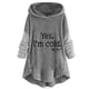 thumbnail image 2 of ICHUANYI Clearance Women Plus Size Letter Casual Pockets High Low Long Sleeve Hooded Keep Warm Coat Tops(Gray, XL) ICHUANYI WER2023081511167, 2 of 4
