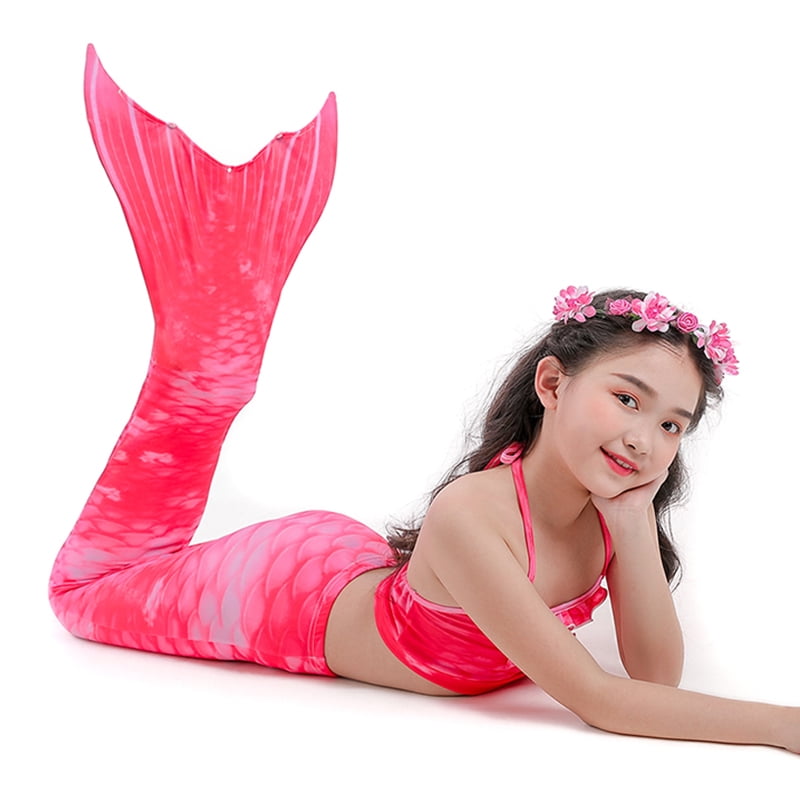 HenzWorld Mermaid Costume Dress Up Princess Romper Birthday Pool Party Holiday Swimsuit Little Kids Outfits Fish Scale 
