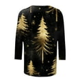 thumbnail image 4 of Fiaer Women T Shirts 3/4 Sleeve Christmas Plus Size Tshirts Crew Neck Snowflakes Santa Snowman Tree Funny Graphic Trendy Xmas Tops Gold S, 4 of 5