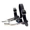 thumbnail image 1 of harper 2x Horse Spurs with PU Leather Straps Ride Professional Riding Training Gear Silver, 1 of 10
