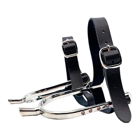 Wswqop 2x Horse Spurs with PU Leather Straps Riding Training Gear Boot Spurs for Adults Silver