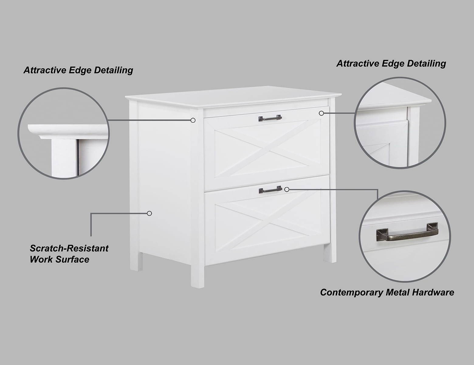 Saint Birch Liam Wood White 2-Drawer File Cabinet