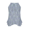 thumbnail image 5 of Ichuanyi Halter Flowy Tops for Women Summer Striped Sleeveless Shirts Blouse Casual Tank Tops Ruffle Hem Tops for Juniors, 5 of 6