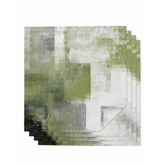 nqOlkjepod Sage Green Ombre Cloth Napkins Set of 4 Reusable Dinner Napkins, Vintage Shabby Abstract Plaid Art Cocktail Napkin Washable Table Napkins for Wedding/Holiday Party/Baby Shower 20"x20"