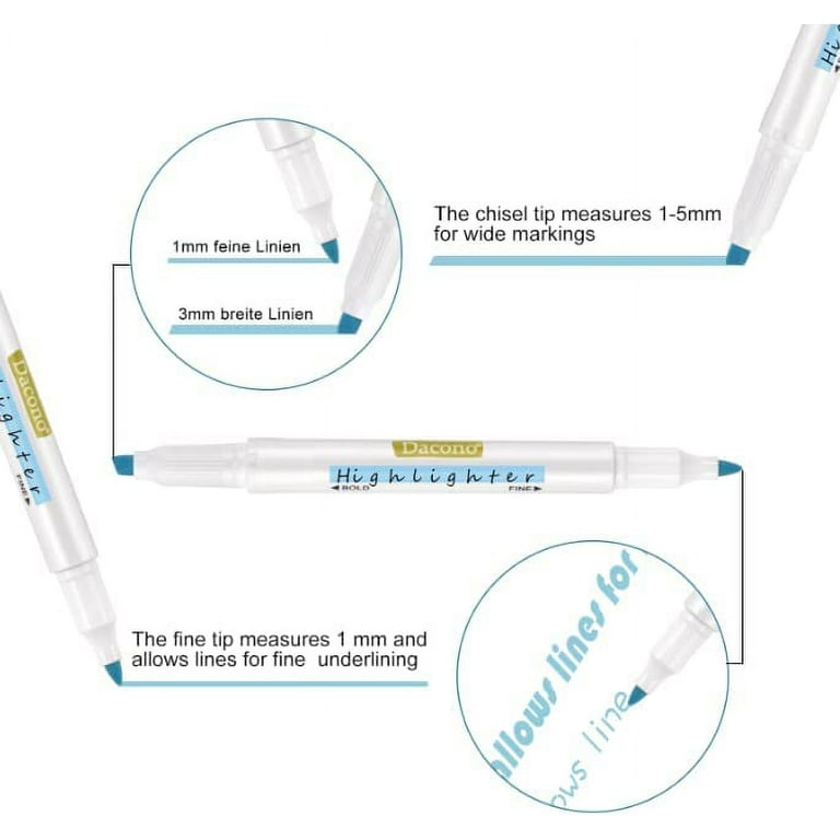  Tomorotec Dual Tips Bible Highlighter Marker Pens No Bleed, 12  Colors Water-Based Pastel Ink 4mm Chisel and 1mm Fine Tips Square Body  Quick-Dry No Bleed Art Supply for Journal Planner