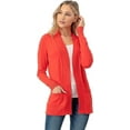 thumbnail image 3 of Cielo 1985 Women's Open Long Cardigan Sweater with Pockets - By The Simply Fashion HotCoral L, 3 of 7