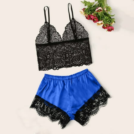 

Binmer Women Summer Pajama Suit Lace Lingerie Silk Underwear Sleepwear Pajamas Satin