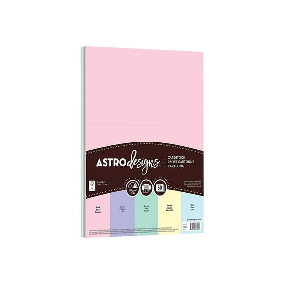 Neenah Astrodesigns Cardstock Pack  8.5"X11" 50/Pkg-Pastel Assortment, 5 Colors/10 Each