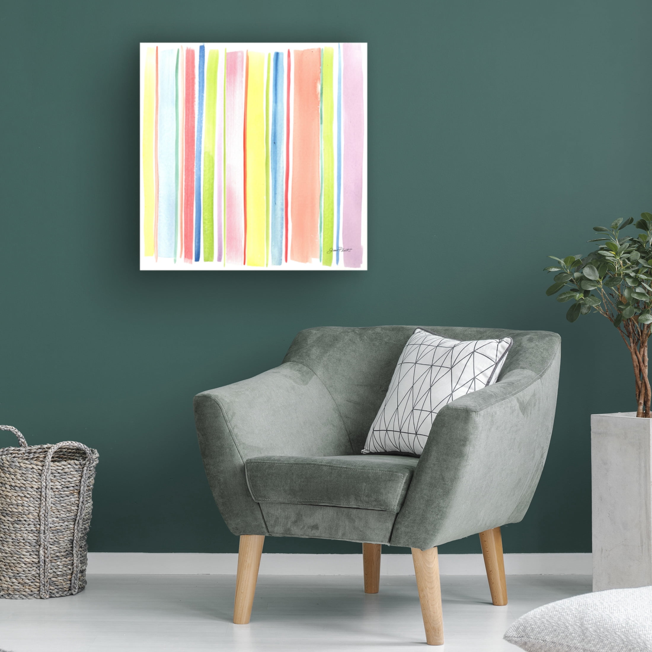 Canvas Wall Art - Jean Plout 'Retro Watercolor Pattern A' Wall Art for Living Room, Bedroom, or Office Décor by Trademark Fine Art - 18 x 18 Inches