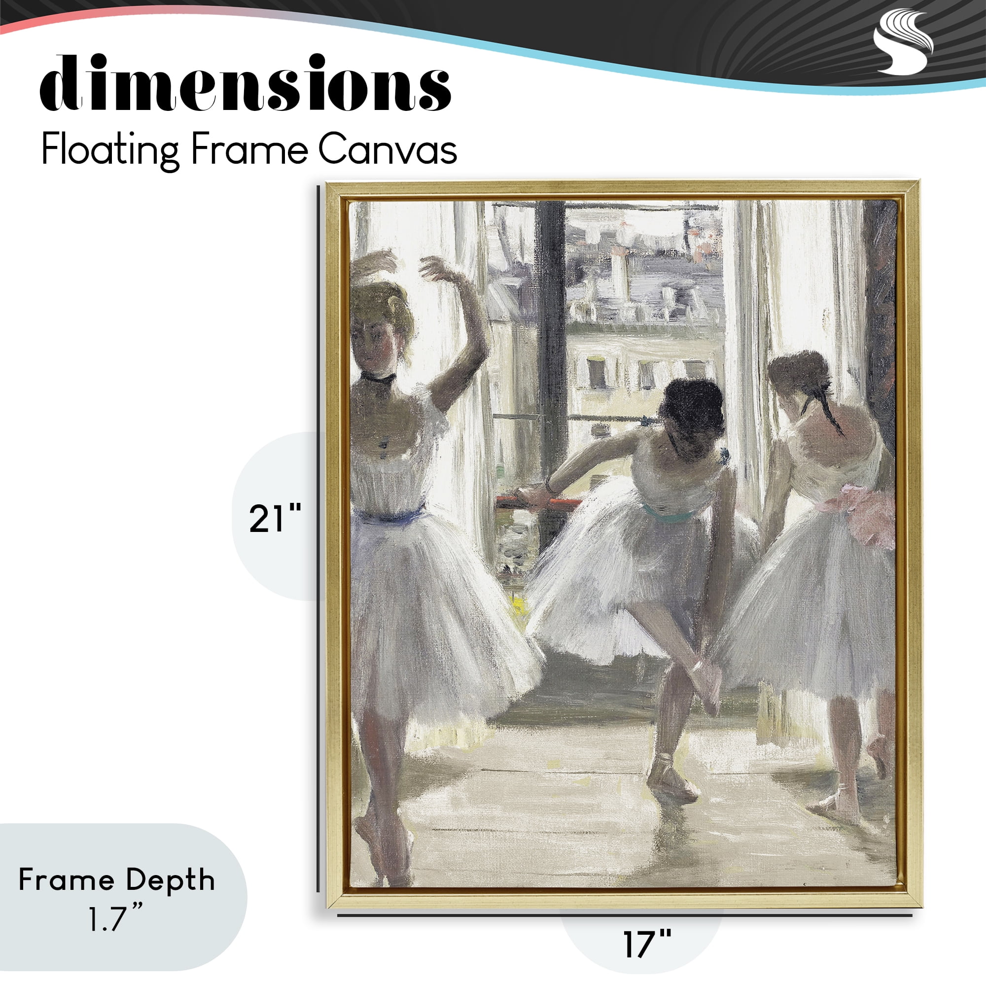 Stupell Industries Ballet Class In Practice Gold Framed Floater Canvas Wall Art, design by Leah Straatsma
