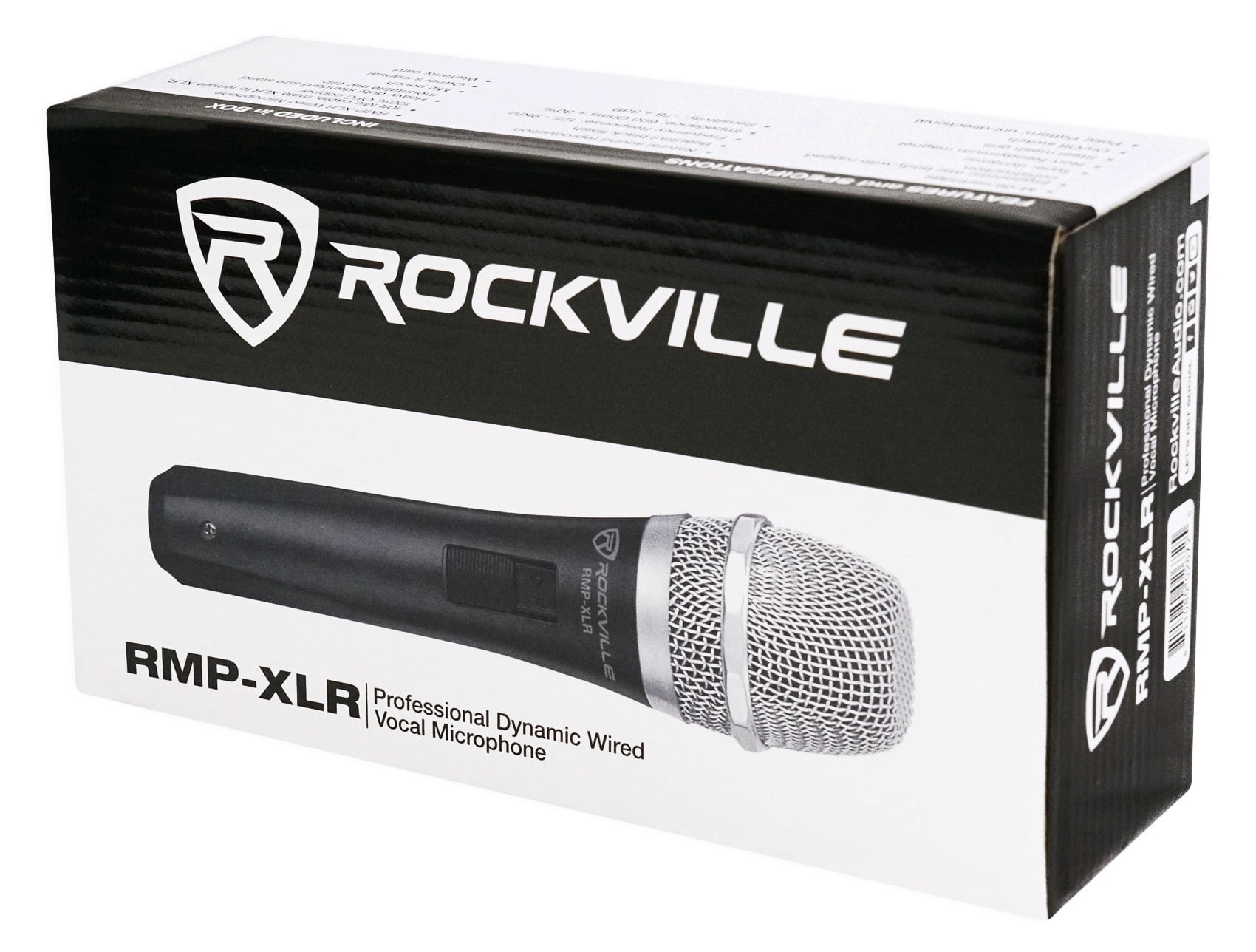 Rockville RMP-XLR Dynamic Cardioid Pro Microphone +10' XLR Cable + Clip + Stand