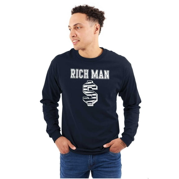 Cool Rich Man Dollar Sign Money Men's Long Sleeve Tee T Shirt Brisco Brands S