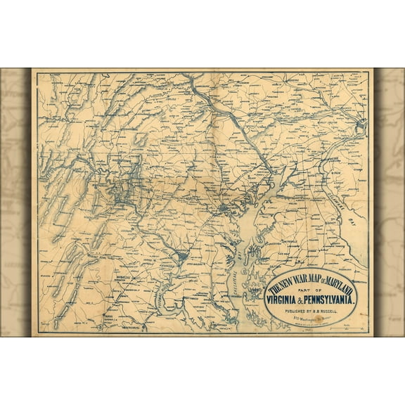 24"x36" Gallery Poster, civil war map of Maryland 1863