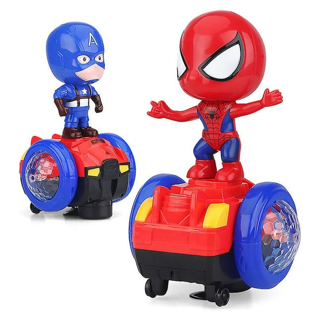 Dancing Spider-Man Robot Toys, Spin Robot Interactive Toy Car with Colorful Flashing Lights & Music