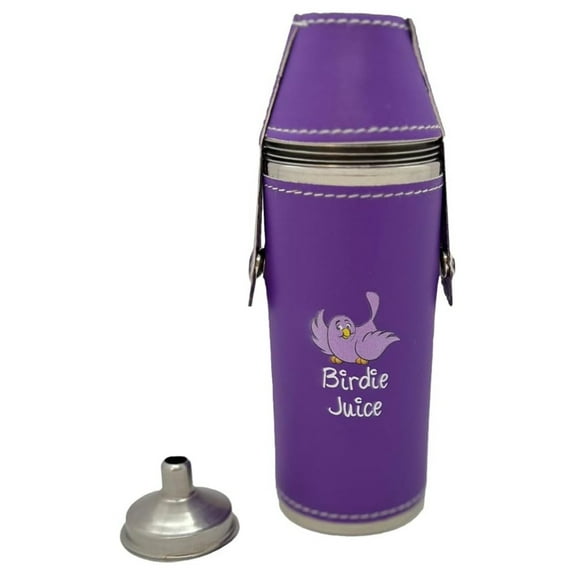Birdie Juice 8 oz Flask With 4 Shot Glasses & 1 Funnel