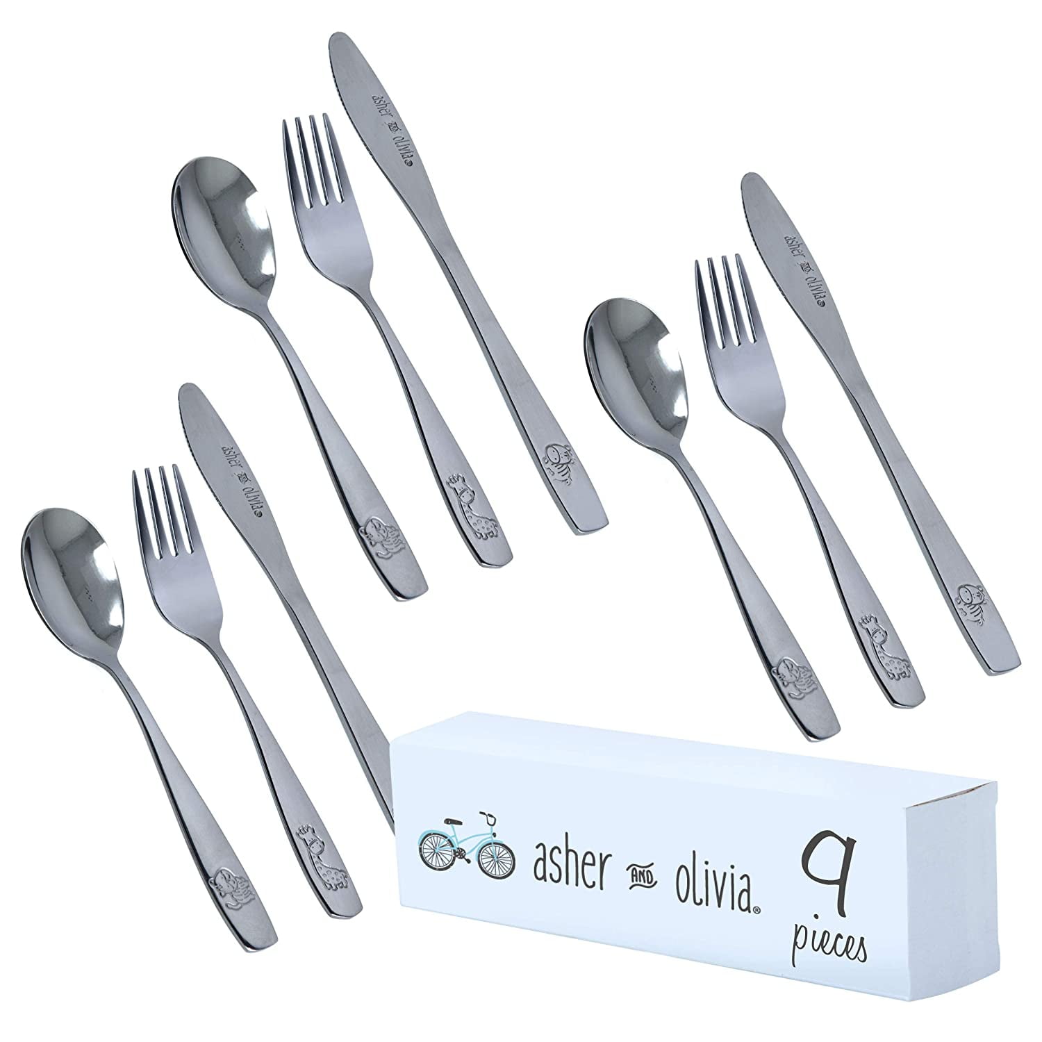 Kids and Toddler Utensils Silverware Set 9Piece Toddler Silverware