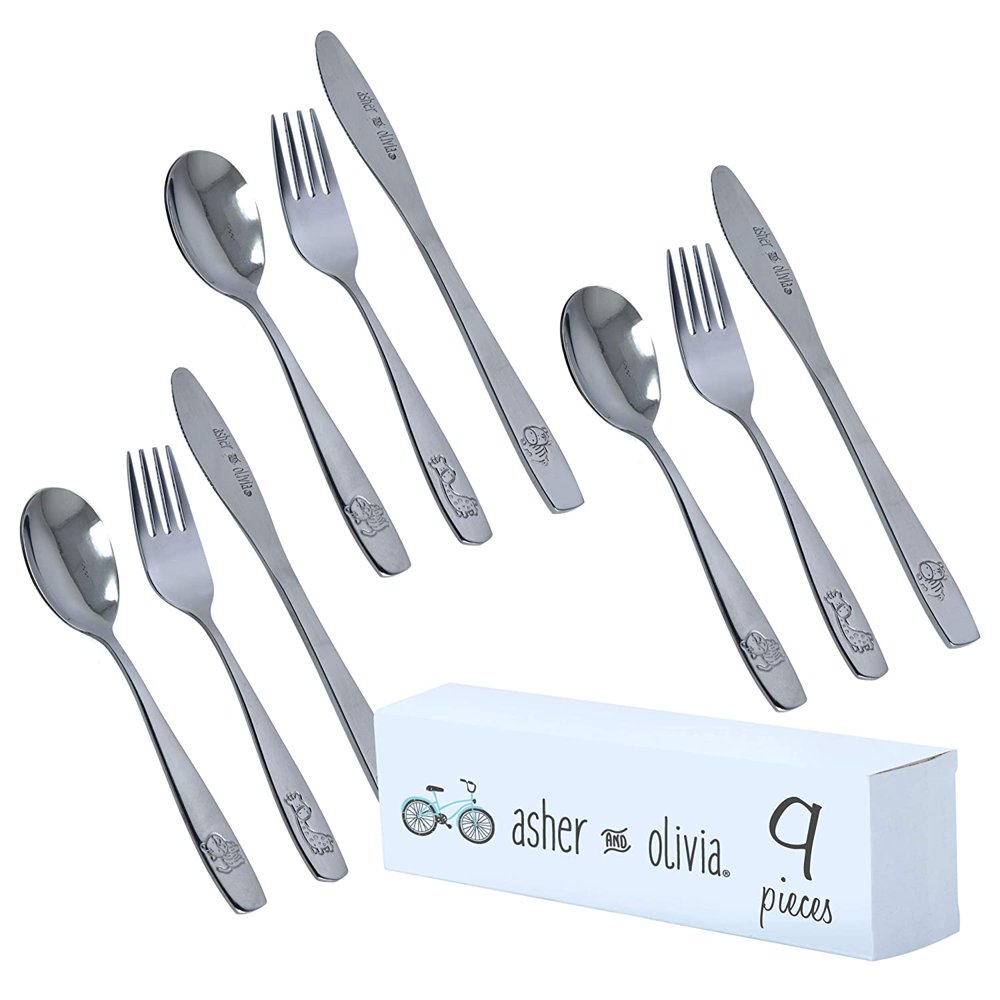 Kids and Toddler Utensils Silverware Set 9Piece Toddler Silverware