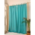 thumbnail image 3 of The Art Box Tie Top Linen Curtains Solid Turquoise 35w x 63l inch Curtains Living Room Bedroom Drapes Gauze Linen Blended Farmhouse Curtains Pack of 2, 3 of 6