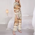 thumbnail image 3 of Yiaed Sleeping Cat In Blanket Print Pajamas Women's Long Sleeve Sleepwear Soft Button Down Loungewear Pjs Lounge Set Nightwear Womens Pajama Pants-Medium, 3 of 7