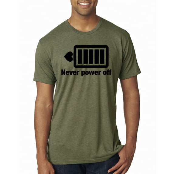 Cute Heart Never Power off Love Couple Gift Valentine's Day Mens Premium Tri Blend T-Shirt, Military Green, Medium