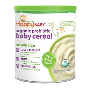 UPC 852697001071 product image for Happy Bellies Organic Baby Cereal with DHA, Choline & Probiotics, Brown Rice, 7- | upcitemdb.com