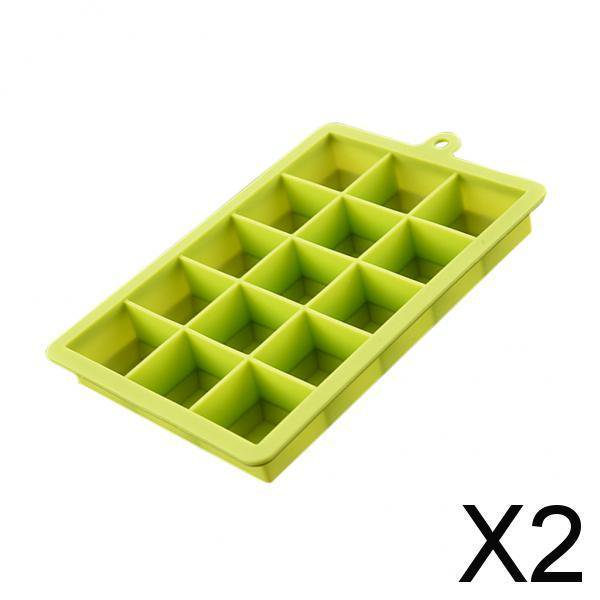 2xCubed Ice Maker Bandeja de Hielo Molde Whisky Cube Cócteles Silicona Verde 2 piezas