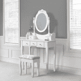 thumbnail image 6 of Vanity Table with Mirror and Upholstered Stool Set, Makeup Organizer and Dressing Table for Bedroom, 6 of 9