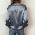thumbnail image 6 of VBVC Women's Crewneck Satin Blouse , Ladies' Long Sleeve Silk Top , Casual Loose Fit Dressy Shirt For Women, Gray , S-3XL, 6 of 9