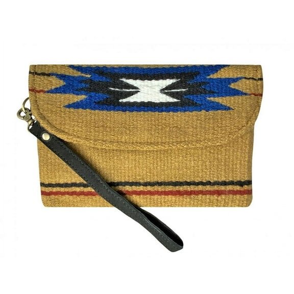 Showman 100% Tan Wool Southwest Design Saddle Blanket Wristlet