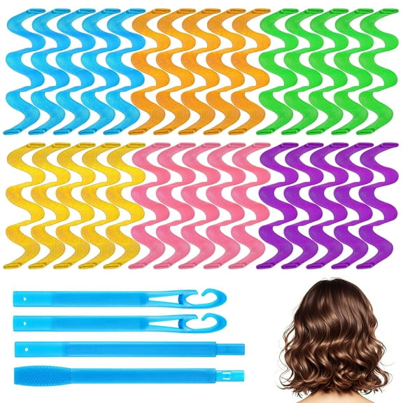 EEEkit 30pcs Heatless Wave Curlers Kit, 11.8" Spiral Hair Rollers, No Heat Hair Waver with 2 Styling Hooks for Multiple Hairstyles
