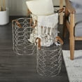 thumbnail image 2 of CosmoLiving by Cosmopolitan 16", 14", 12"H Silver Metal Storage Basket with Faux Leather Handles, 3-Pieces, 2 of 8