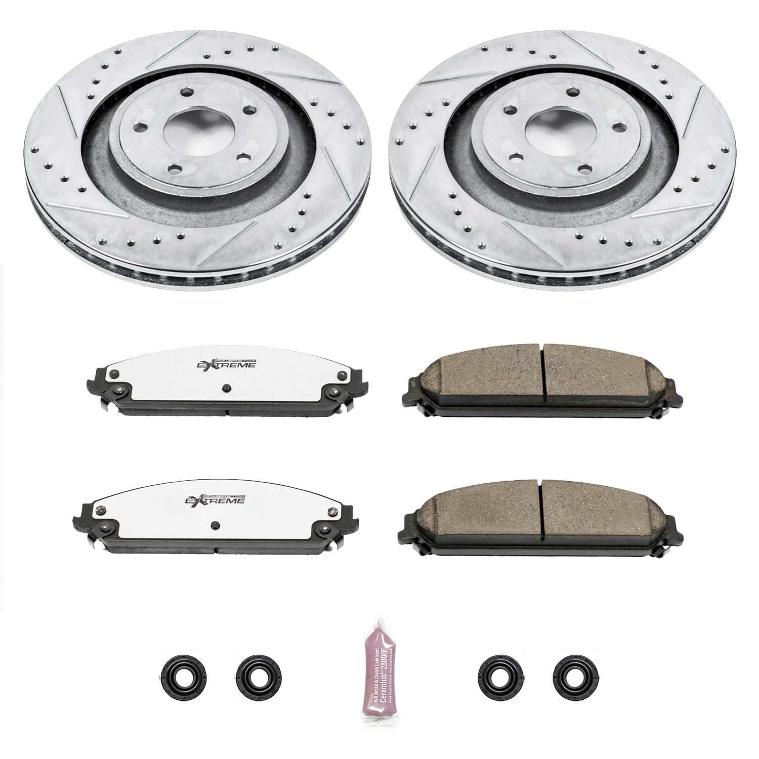 PowerStop Front Z26 Street Warrior Carbon-Fiber Ceramic Brake Pad and Drilled and Slotted Rotor Kit Fits: CHRYSLER DODGE Select Models K5565-26