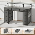 thumbnail image 4 of HLDIRECT 47 inch Computer Desk with 8 Drawers, Gaming Desk with LED Lights & USB Power Outlets, Home Office Table with Monitor Stand, Grey, 4 of 8