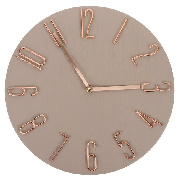 Relojes de pared a pilas, reloj de pared moderno, redondo, estilo moderno y sencillo, para oficina, hogar, dormitorio, sala de estar y cocina, elegante, sin pilas, color beige
