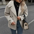 thumbnail image 5 of Women's Winter Loose Fit Cropped Wool Coat Double Breasted Dressy Short Blazer Jacket Peacoat Khaki M, 5 of 5