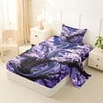 thumbnail image 2 of Feelyou Cherry Blossom Moon Dragon Twin Sheet Sets for Men Women Kids, Japanese Style Wildlife Bedding, Purple Blue, 3 Pieces, 2 of 5
