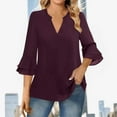 thumbnail image 2 of Gerichy Long Sleeve Tops for Women Women Loose Blouse V-Neck 3/4 Sleeve Workwear Blouse Shirt Tops for Women, 2 of 4