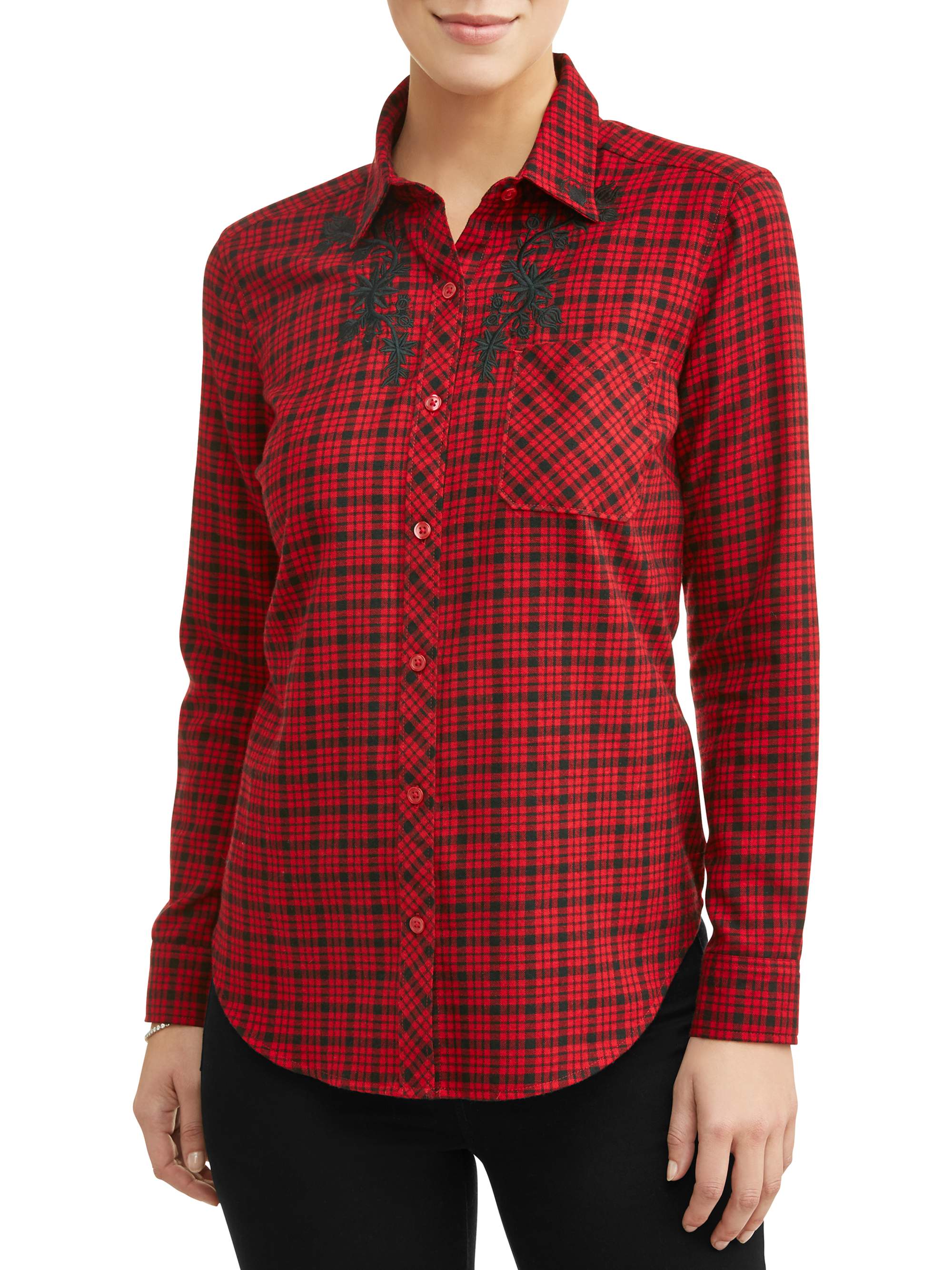 Plaid Shirt With Embroidery - Walmart 