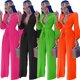 thumbnail image 2 of Monos de mujer de una pieza con cuello en V y manga larga, monos ajustados con cordones y cintura alta, monos con cinturón, pantalones largos de pierna ancha, informales y holgados, 2 of 4