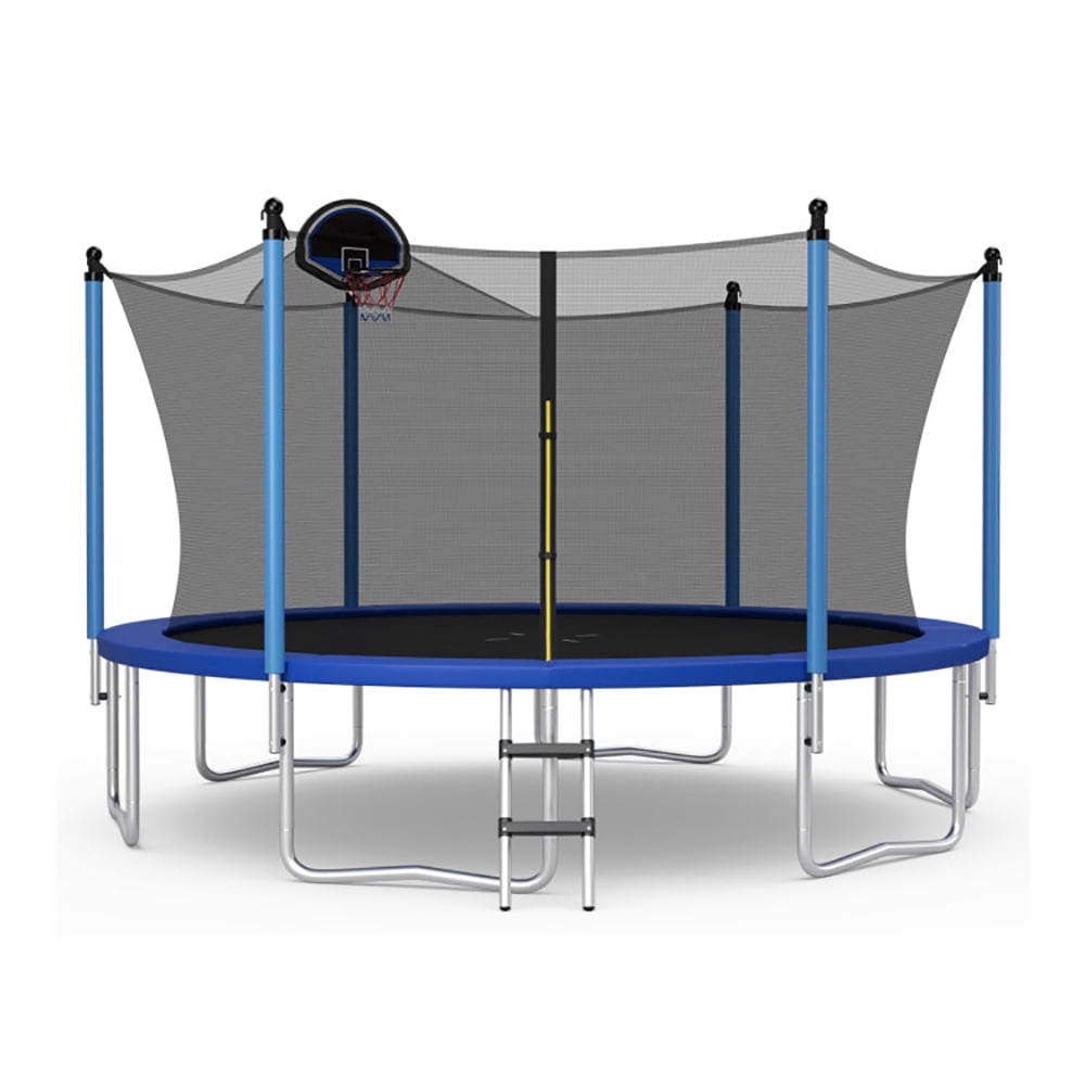 Barara King Backyard Trampoline, Trampoline,Outdoor Recreational Trampoline with Ladder and Enclosure Net-12 ft