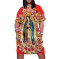 thumbnail image 1 of Vestido holgado de verano para mujer con bolsillo y máscara católica de Nuestra Señora de Guadalupe, Santa Mexicana, México, 1 of 7