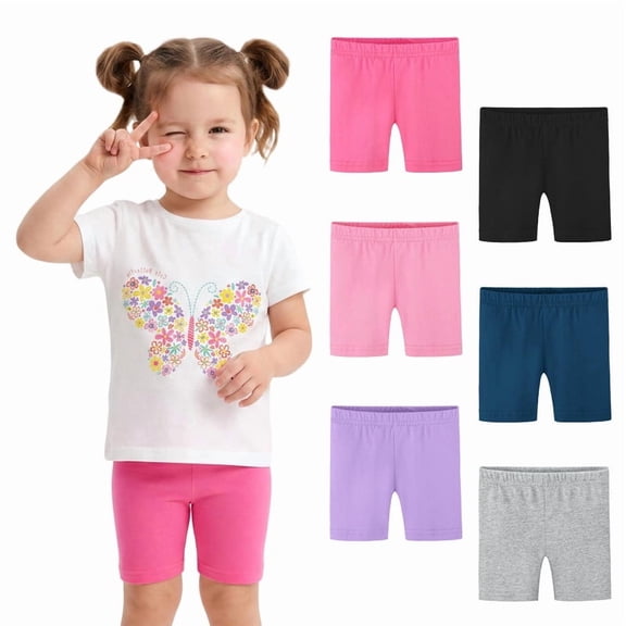 Ruisita 6 Pack Baby Toddler Girls Cotton Bike Shorts Soft Girl Thickened Cartwheel Shorts Solid Safety Dance Short for Kids 