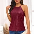 thumbnail image 6 of Women's Sequin Tank Camisole Party Strap Sloping Solid Tops Fashion Trendy Outfits Casual Winter Clothing, 6 of 8