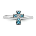 thumbnail image 4 of 925 Sterling Silver Stackable Expressions Rhodium Blue Topaz Cross Ring Size: 10; for Adults and Teens; for Women and Men, 4 of 5