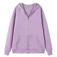 thumbnail image 4 of Dwellite Women's Zip Up Hoodies Oversized Fleece Long Sleeve Sweatshirts Casual Fall Jacket Coat with Pockets Light Purple S, 4 of 6