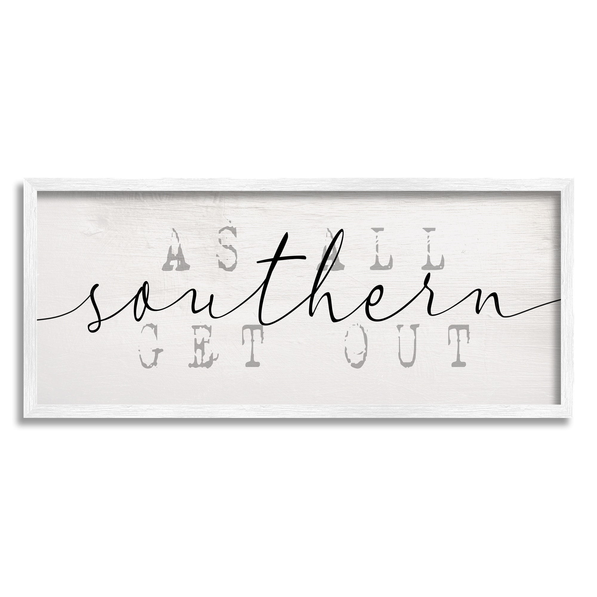 Stupell Industries Southern As All Get Out Phrase Typography Arrangement Typography Painting Black Framed Art Print Wall Art, 10 x 24